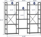 NUMENN Triple Wide 4 Tier Bookshelf, Adjustable Rustic Industrial Style - Image 3