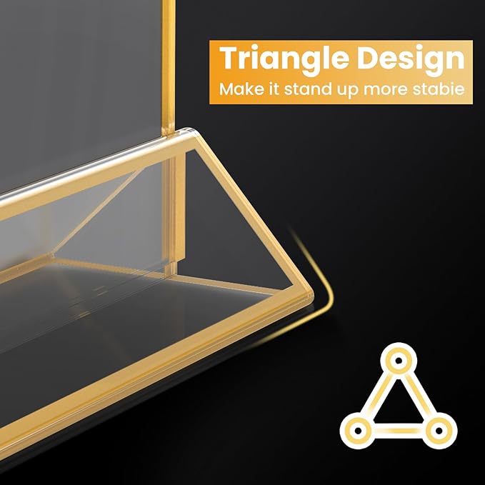 4x6 Gold Acrylic Sign Holder, 12 Pack Wedding Table Number Holder Stands - Image 9