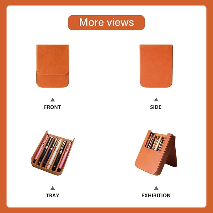 MIVLXLX Leather 6 Fountain Pen/Pencil Tray Case, Magnetic Closure - Image 5