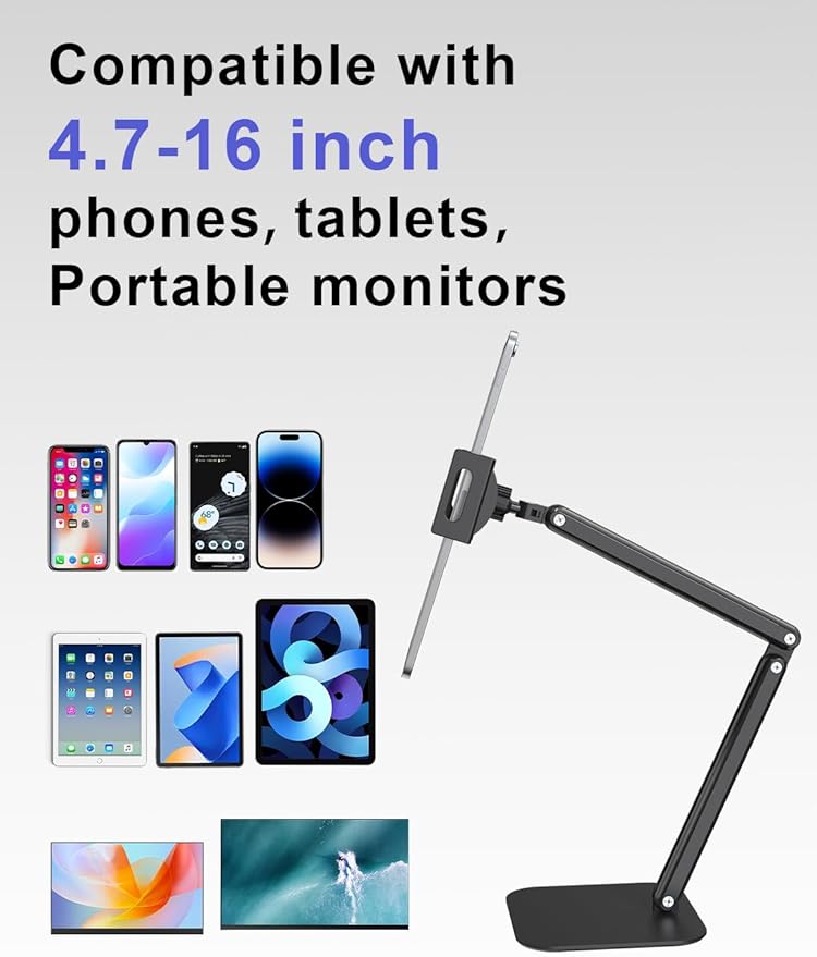 Tablet Stand for iPad, Aluminum Multi-Angle Adjustable Tablet Holder, - Image 5
