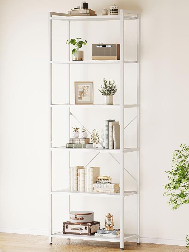 Casaottima Book Shelf, 6 Tier Tall Bookshelf, Modern Wood Bookcase Shelves by Casaottima