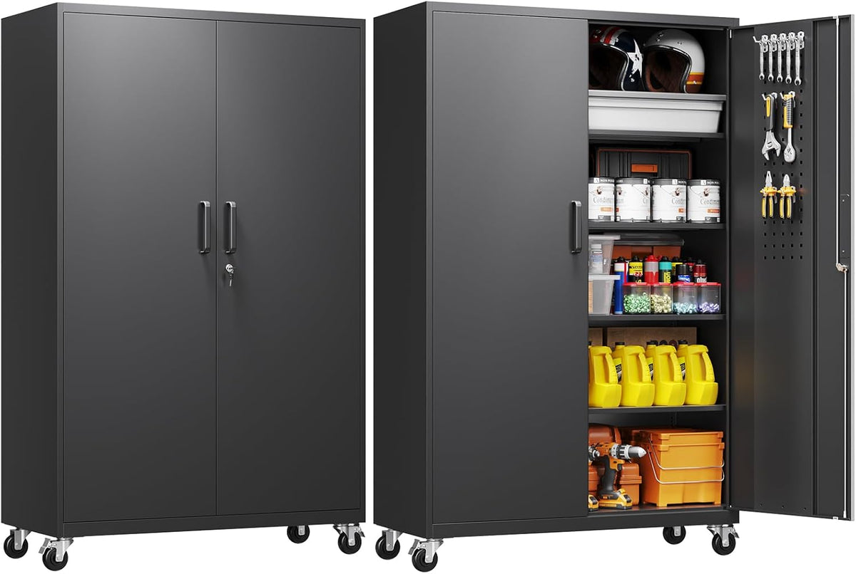 yizosh metal garage storage cabinet with locking doors, main product view