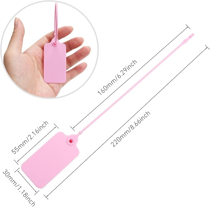 50 Pink Blank Plastic Tags for Labeling Waterproof Hanging Labels Writable Tags - Image 3