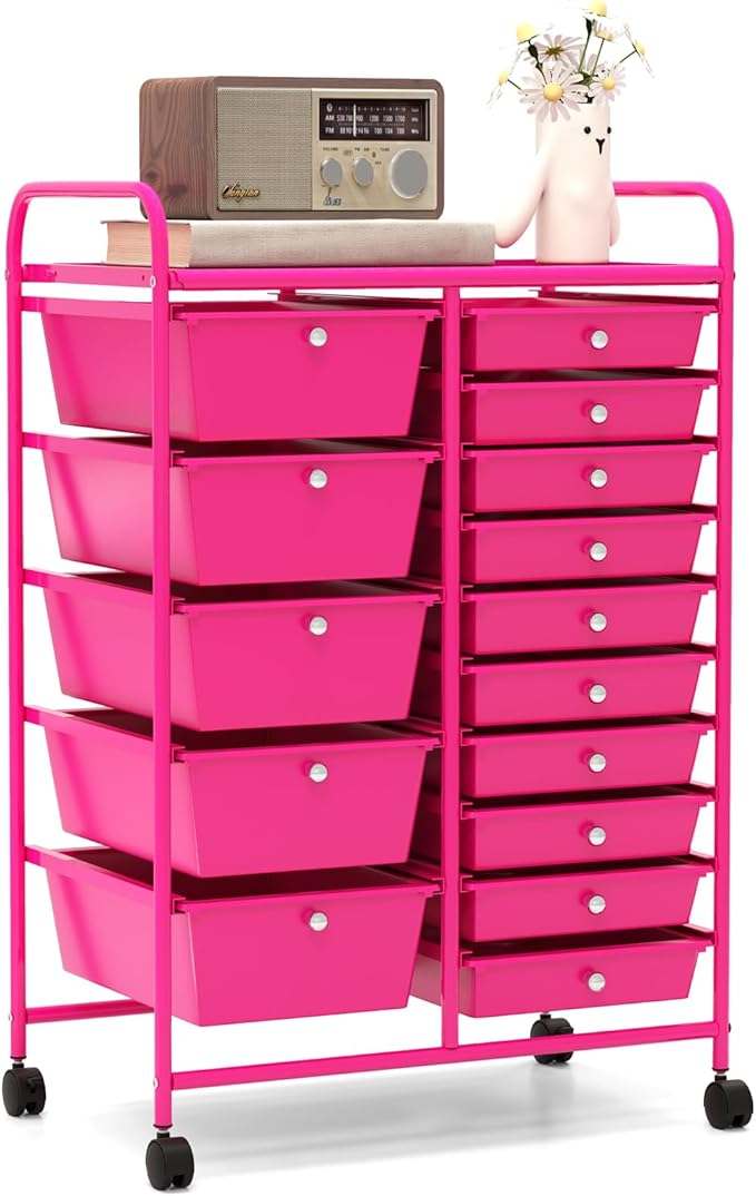 HAPPYGRILL 15-Drawer Rolling Cart, Storage Carts by HAPPYGRILL