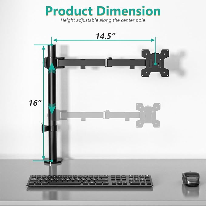 WALI Single Monitor Mount, Single Monitor Arm Desk Mount, Desk Monitors Stand - Image 3