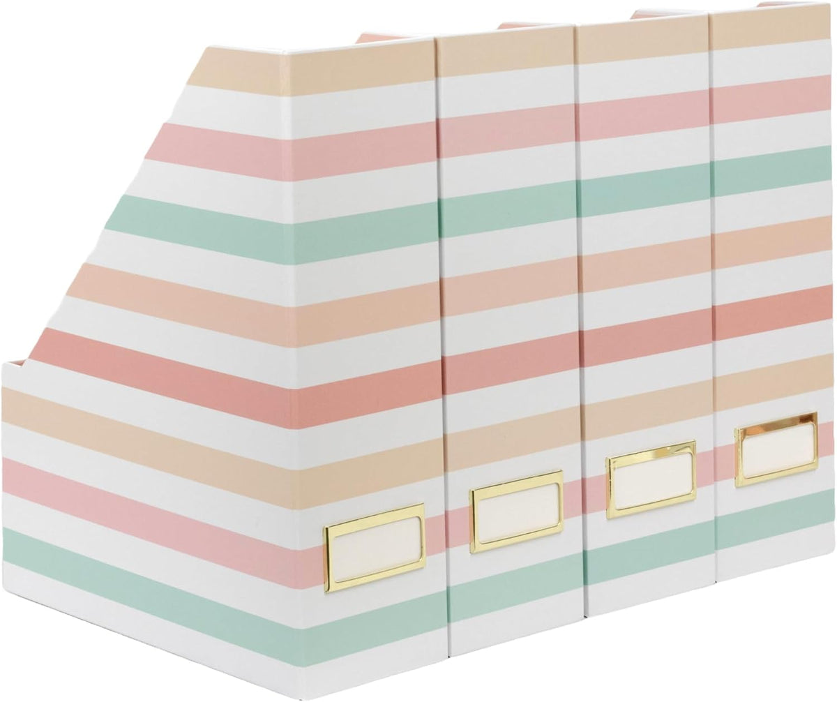 BLU MONACO | Cardboard Magazine File Holder Set of 4 | Vertical Magazine File...