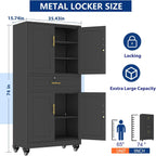 Ckzbx Metal Garage Storage Cabinet with Locking Drawers and Adjustable Shelves,71" H Rolling Tool Storage with Wheels for Garage,Office (Black)