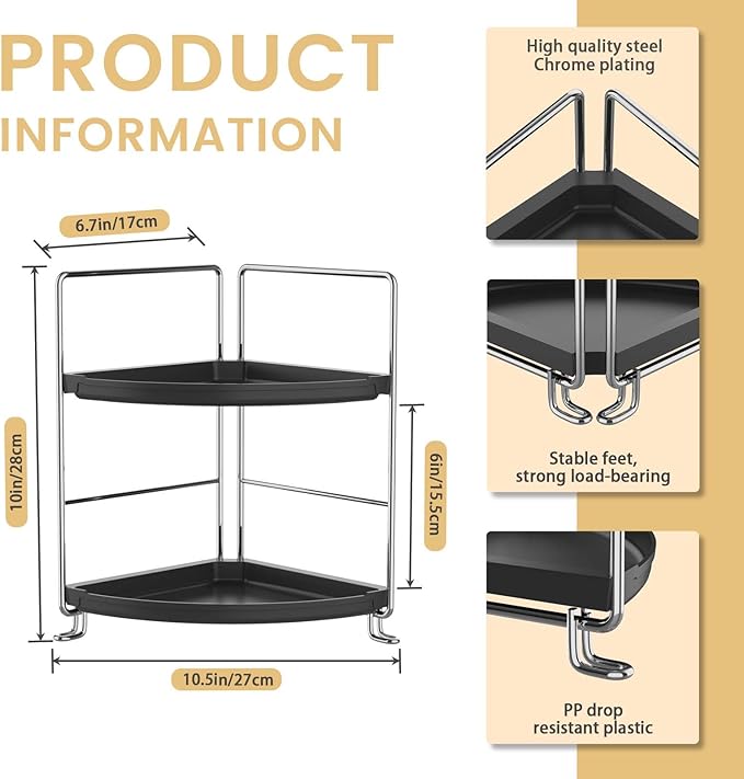 JANUS LiANG 2-Tier Bathroom Organizer Countertop Corner - Image 2