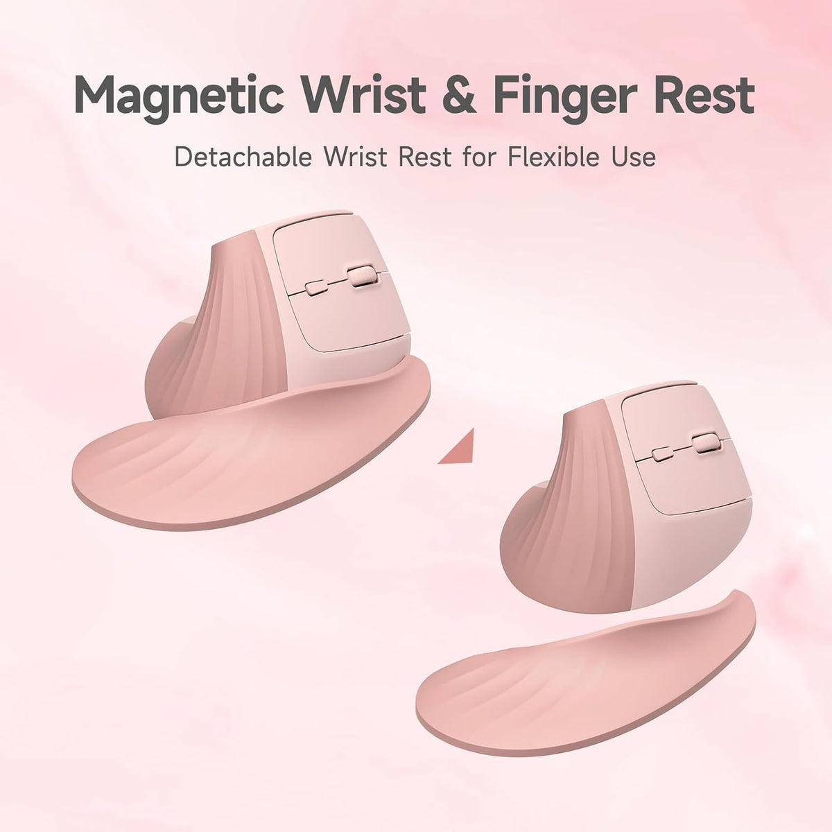 SANWA Wireless Ergonomic Mouse for Large Hands with Wrist Rest, Pink