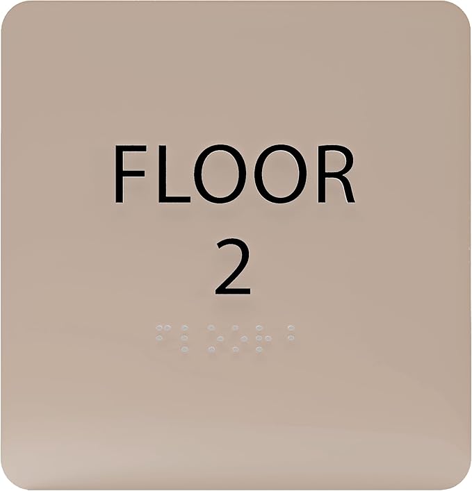 Khaki w/Black ADA Floor 2 Sign by ADACentralSigns