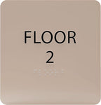 Khaki w/Black ADA Floor 2 Sign by ADACentralSigns