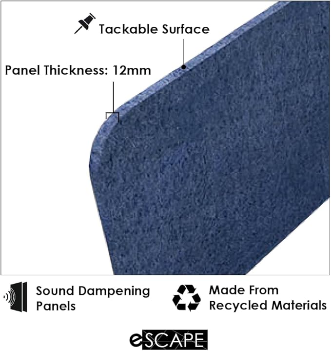 Escape 12" Freestanding Desk Divider | Eco-Friendly Acoustic Privacy Screen | - Image 5