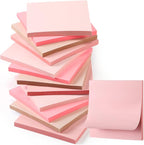 Thenshop 12 Pads Pink Sticky Notes 3''x3'', Self Stick Notes Pads Pink Office by Thenshop