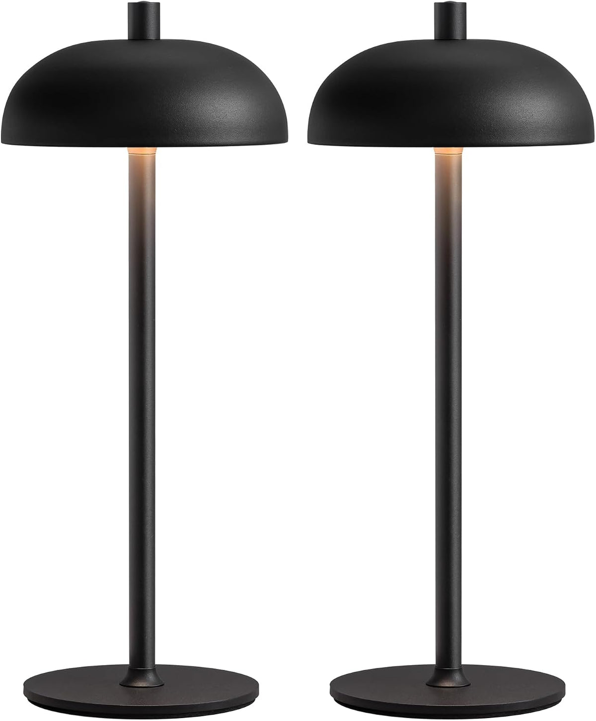 12" Cordless Table Lamps Set of 2, Black Modern Portable Desk Lamp