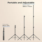 SmallRig LA-S28 Light Stand for Photography, 9.2ft/ 280cm/ 110" Spring - Image 3