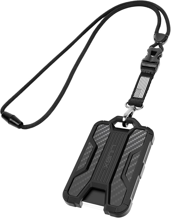 LIUGX Badge Holder with Heavy Duty Breakaway Lanyard, Carbon Fiber-Texture by LIUGX