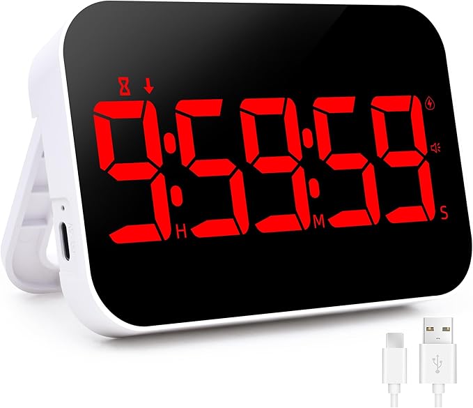 Kitchen Digital RED Timer, Count Down Up, Rechargeable, Vibration Mode by Unknown