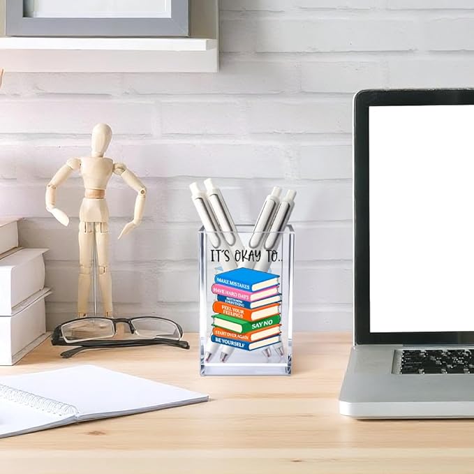 Vgrti It's Okay To Make Mistakes Acrylic Cosmetic Pencil Pen Holder Cup - Image 4