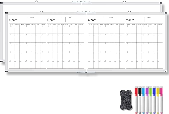 Lincia 48" x 18" Magnetic Horizontal 4 Month Dry Erase Calendar by Lincia
