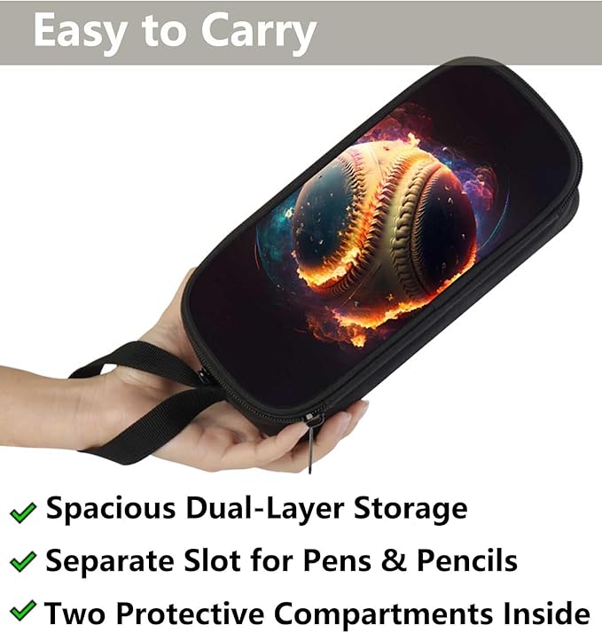 AnySmic Baseball Pencil Case for Boys and Girls, Large Pencil Pouch for Kids - Image 3