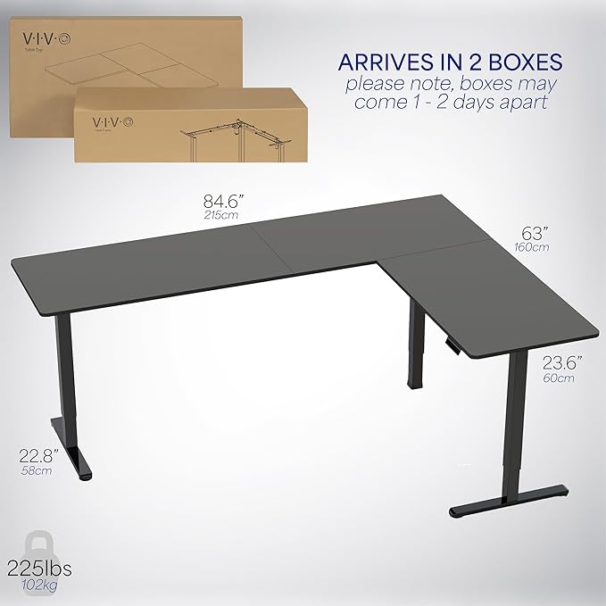 VIVO Electric Corner 84 x 63 inch L-Shaped Standing Desk, Memory Height - Image 6