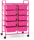 LDAILY 10 Drawer Rolling Cart, Storage Cart Organizer on Wheels, Drawer Cart by LDAILY