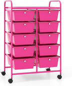 LDAILY 10 Drawer Rolling Cart, Storage Cart Organizer on Wheels, Drawer Cart by LDAILY