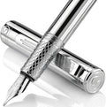 Scriveiner Silver Chrome Fountain Pen, Award Winning Luxury Pen, Heavy Pocket by Scriveiner