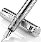 Scriveiner Silver Chrome Fountain Pen, Award Winning Luxury Pen, Heavy Pocket by Scriveiner