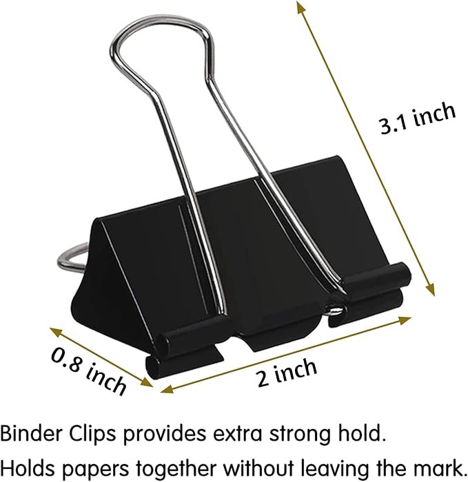 2 Inch Extra Large Binder Clips 48 Pack, Jumbo Paper Clips, Big Paper Clamps - Image 2