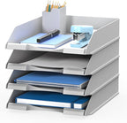 4 Pack Stackable Paper Trays for Letter Documents, Desktop File Organizers for by Delifox
