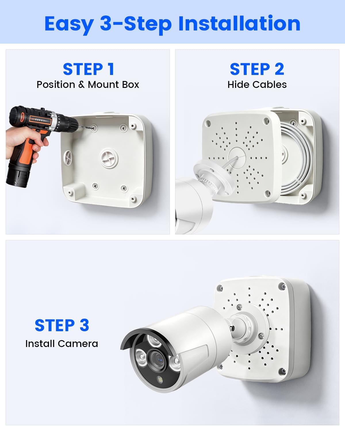 Universal Security Camera Junction Box, CCTV Hide Cable Concealment Box