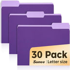 SUNEE File Folders, 30 Pack Manilla Folders 8.5 x 11, Colored File Folders Home by SUNEE
