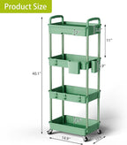 Sorgion 4 Tier Rolling Cart Organizer, Art Craft Diaper Bedside Snack Laundry - Image 3