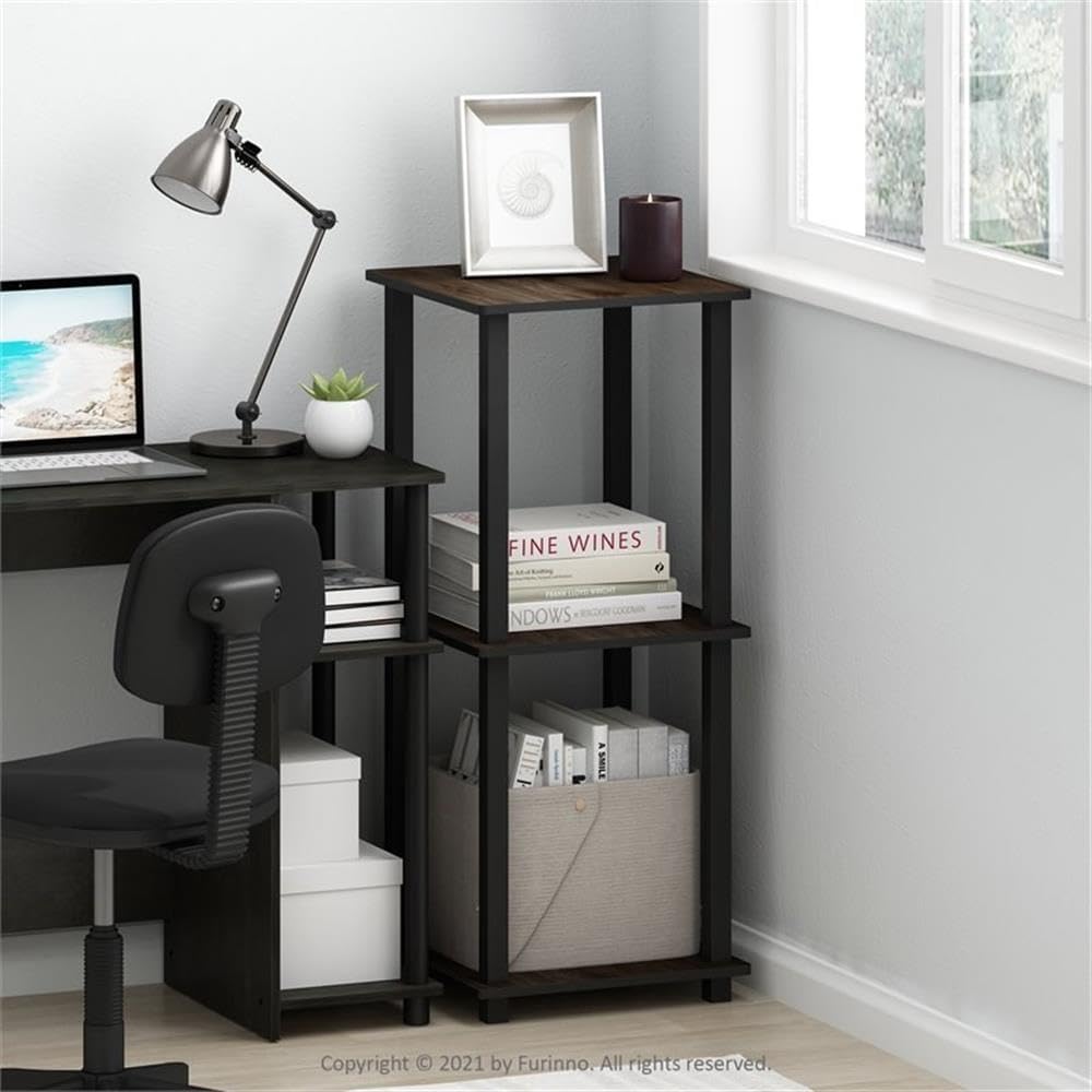 Furinno EFFICIENT Desk, 28.6" Wide Gaming Desk with 3 Open Side Shelves,...