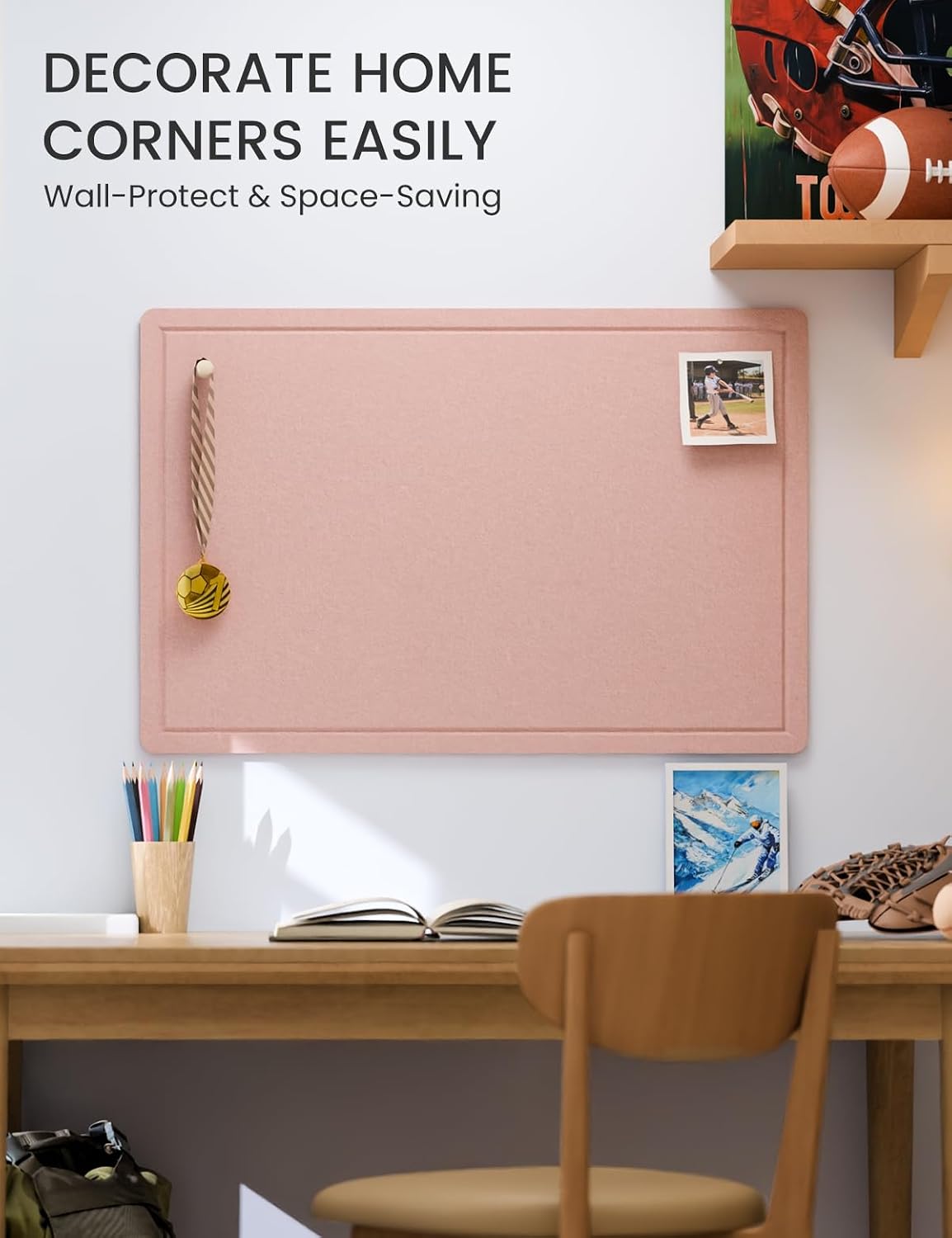 Fluxynara Felt Bulletin Board,35.4"x23.6", Pink