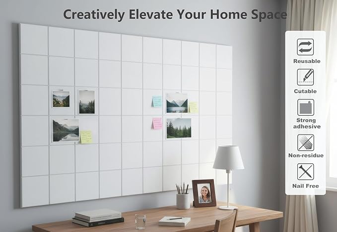 G Gamit Large Felt Wall Tiles Bulletin Board 59”x36”, Large Cork Board - Image 5