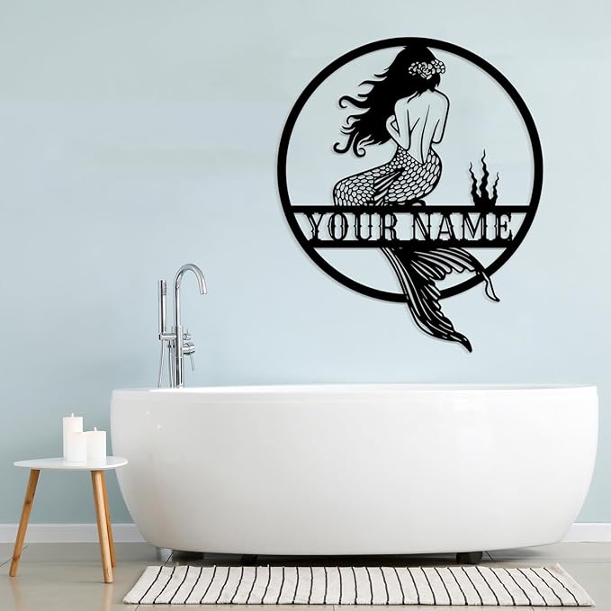 Custom Personalized Mermaid Name Metal Sign, Mermaid Wall Decor, Beach Theme - Image 2