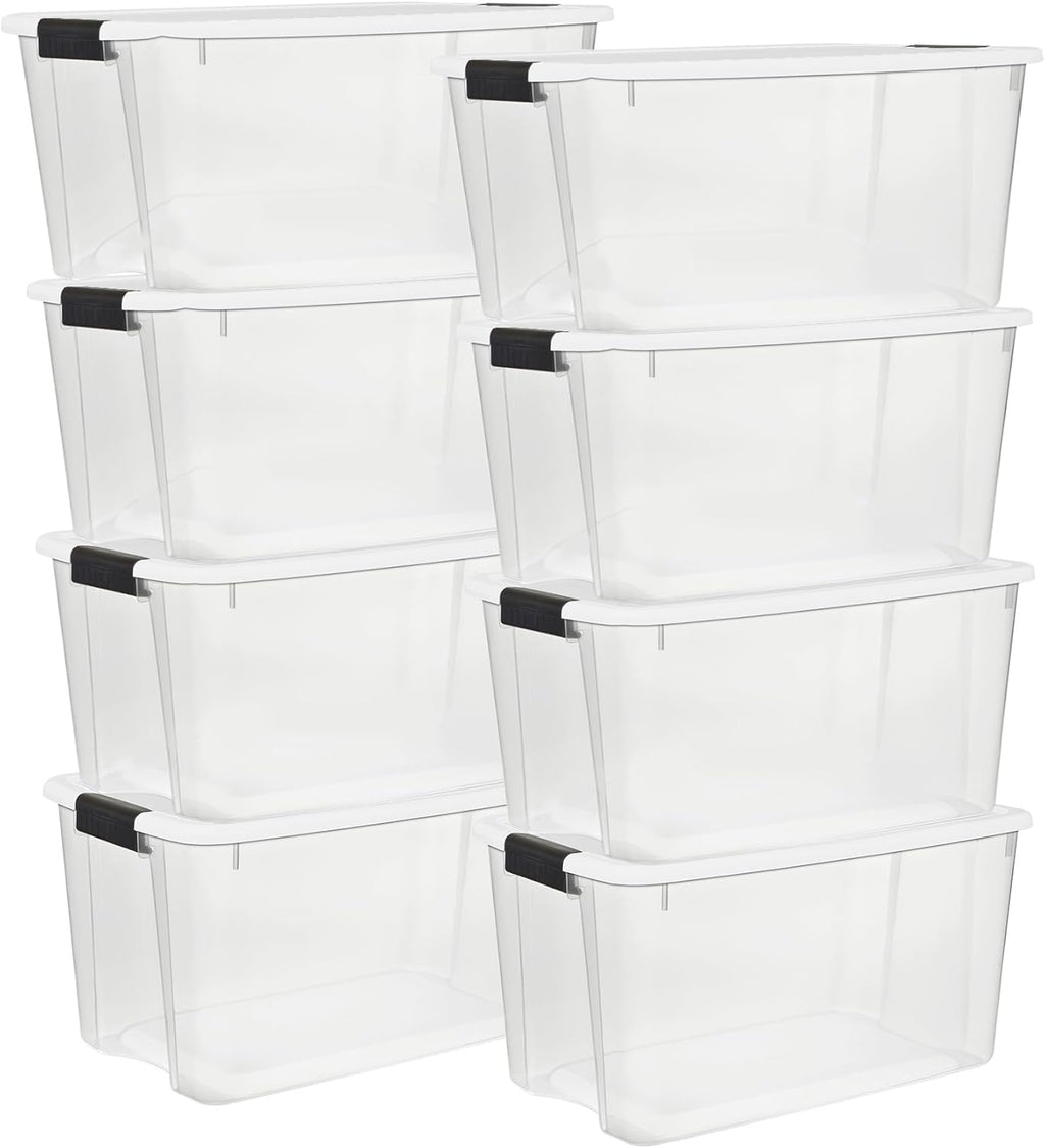 Sterilite 8 Pack Ultra Latching Box, Storage Bins