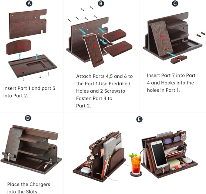 Gifts for Men Bedside Organiser Wood Phone Docking Station Dad Birthday Gifts - Image 3