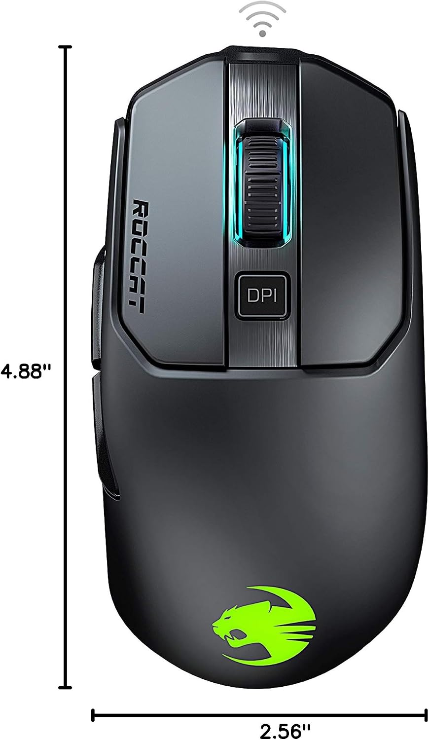 ROCCAT Kain 200 Wireless PC Gaming Mouse, AIMO RGB Backlit Lighting, Owl-Eye ...
