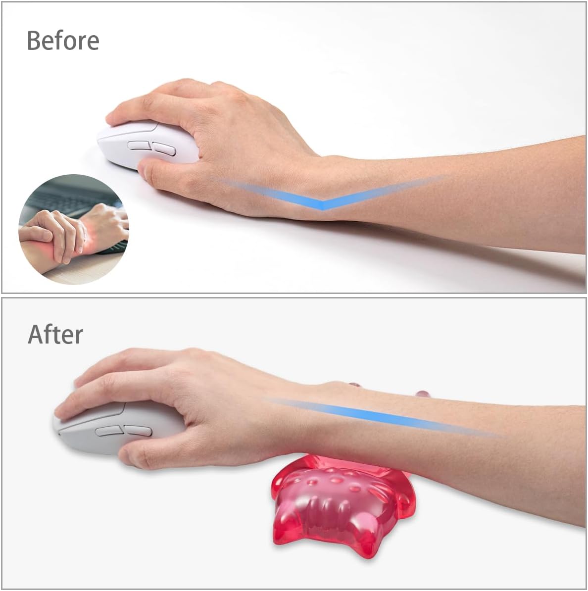 Ergonomic Gel Mouse Wrist Rest, Clear Cute Cat Mouse Wrist Rest | Pink Gradient Cat Wrist Pad for Mouse, Comfort & Support for Typing and Gaming