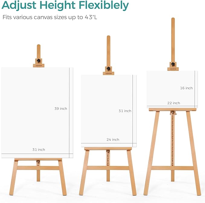 VISWIN Wooden Art Easel for Painting, Adjustable & Foldable Beech Wood Display - Image 4