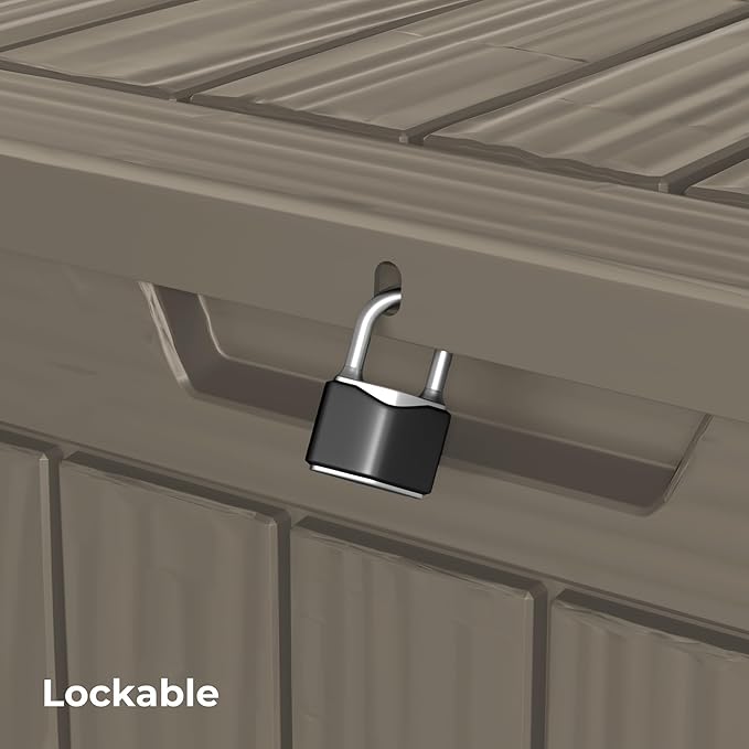 Decksplore 35 Gallon Outdoor Storage Box Waterproof Lockable Resin Deck Box - Image 6