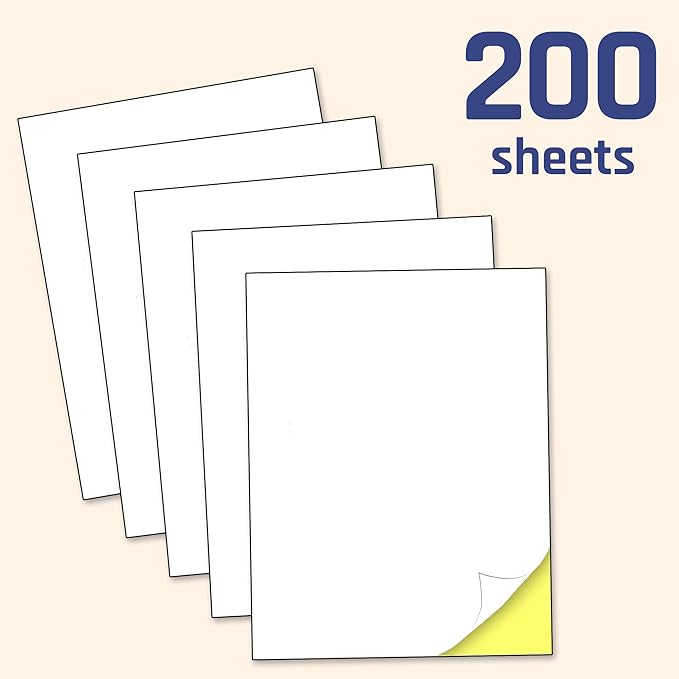 200 Sheets, Printable White Sticker Paper, Laser/Inkjet Printing - Image 3