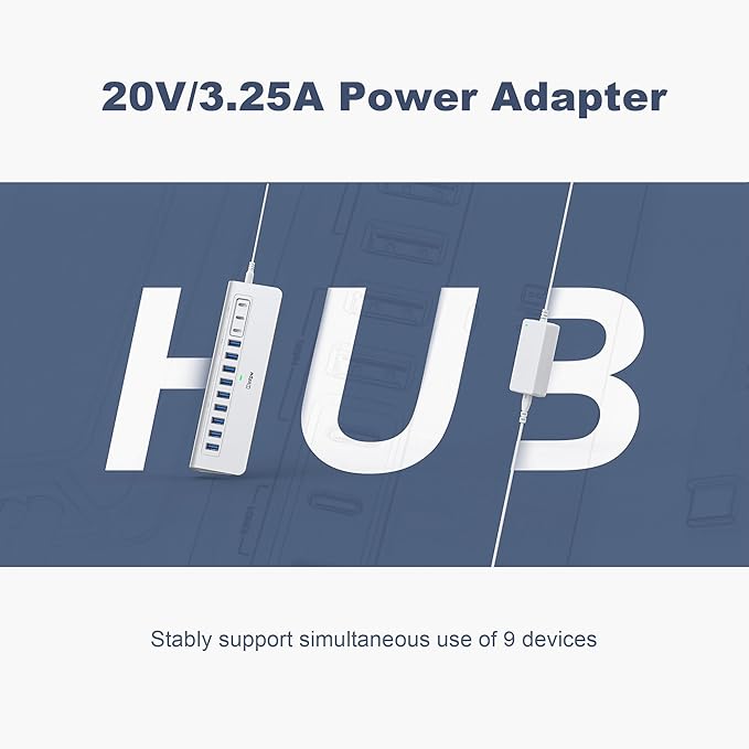 YH9AC Powered USB Hub 10Gbps, intpw 12 Port USB C Hub - Image 6