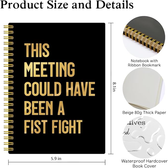 XQLZY This Meeting Could Have Been A Fist Fight Spiral Notebook, Funny - Image 2