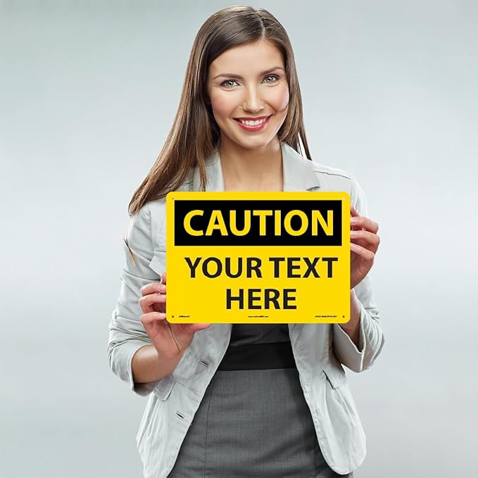 Custom OSHA Style Caution Sign 10" x 14" Aluminum Sign, Customizable "Your Text - Image 2