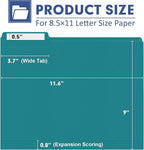 File Folder, PANDRI 120 Pack File Folder, 1/3 Cut Tab, Letter Size, Filing - Image 2
