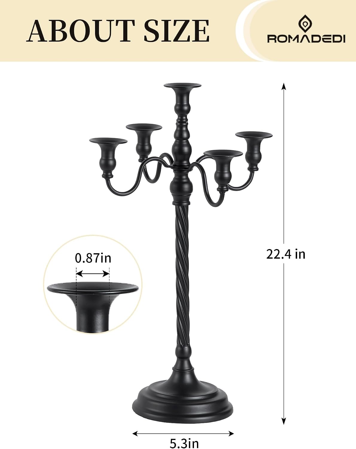 Romadedi Black Halloween Candle Holder: 22-Inch Tall Candelabra